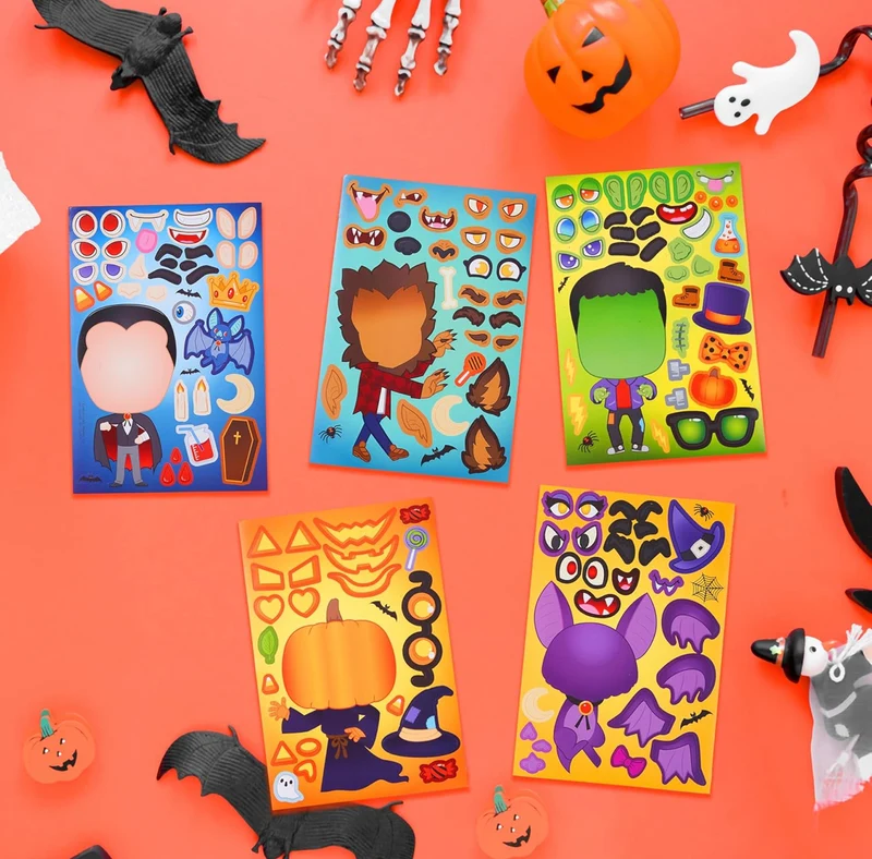 JOYIN 36 PCS Halloween Craft Stickers for Kids Party Favor, Make a Face Stickers with Designs Witch Vampire, DIY Craft Supplies for Halloween Party Game Classroom Activities Gift Goodies
