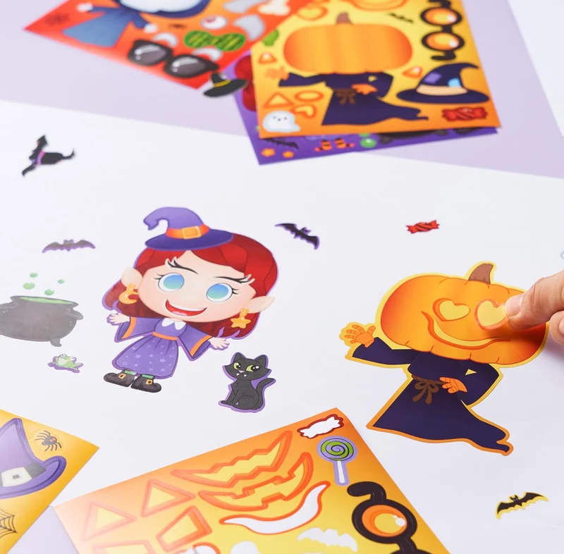 JOYIN 36 PCS Halloween Craft Stickers for Kids Party Favor, Make a Face Stickers with Designs Witch Vampire, DIY Craft Supplies for Halloween Party Game Classroom Activities Gift Goodies