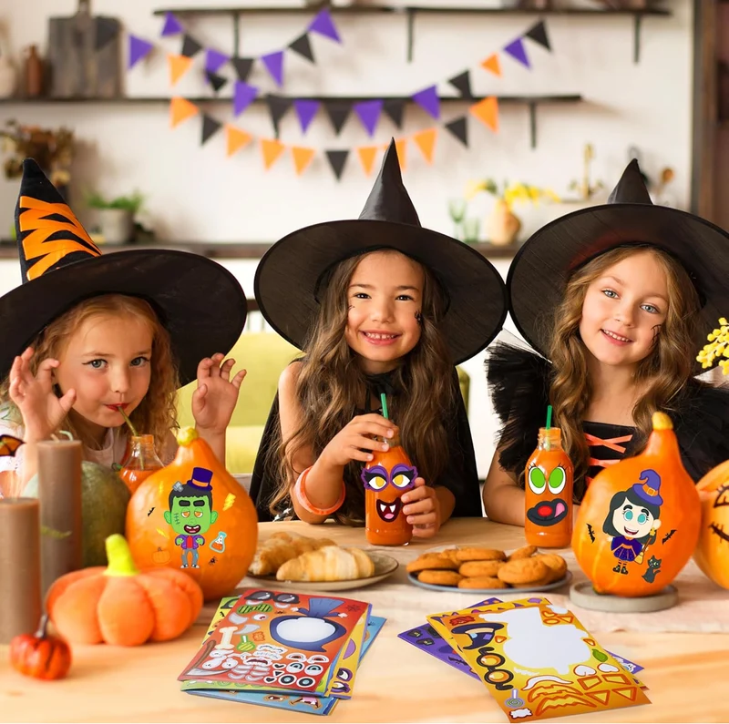 JOYIN 36 PCS Halloween Craft Stickers for Kids Party Favor, Make a Face Stickers with Designs Witch Vampire, DIY Craft Supplies for Halloween Party Game Classroom Activities Gift Goodies