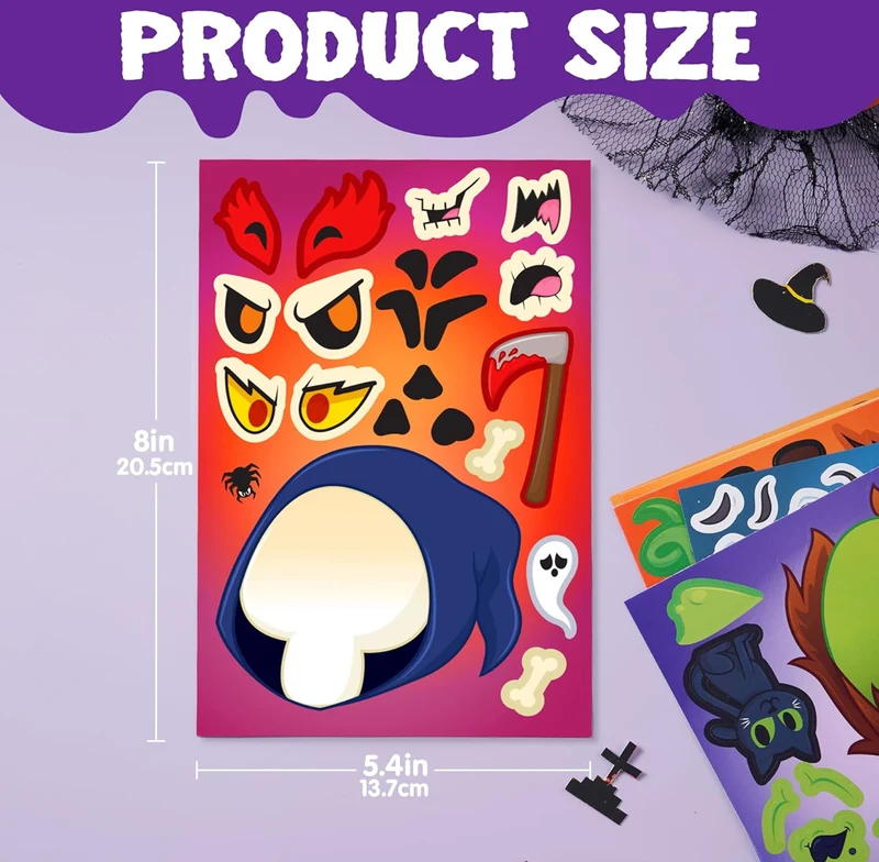 JOYIN 36 PCS Halloween Make-a-face Sticker Sheet, Kids Party Favor Craft Supplies, Make Your Own Characters Stickers with Vampire, Witch, Frankenstein, Ghost, Halloween Goodies Class Activities Game