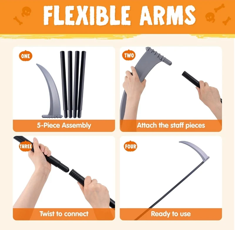 Spooktacular Creations Halloween Grim Reaper Scythe Accessories, 52 inch Grim Reaper's Weapon for Halloween Party, Pretend Play Costume