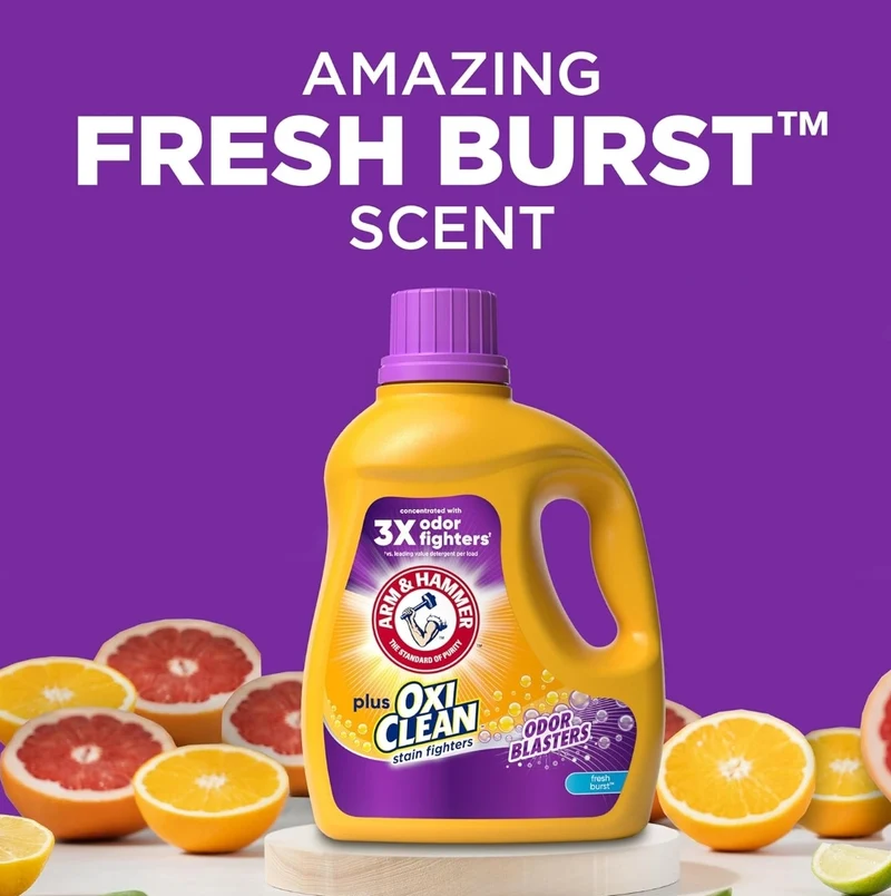 ARM & HAMMER Plus OxiClean Odor Blasters Fresh Burst, 128 Loads Liquid Laundry Detergent (166.5 Fl oz)