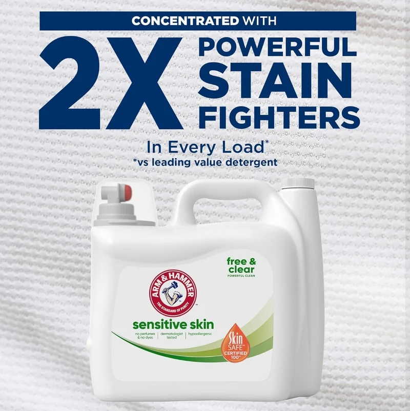 ARM & HAMMER Sensitive Skin Free Clear, 140 Loads Liquid Laundry Detergent (140 Fl oz)