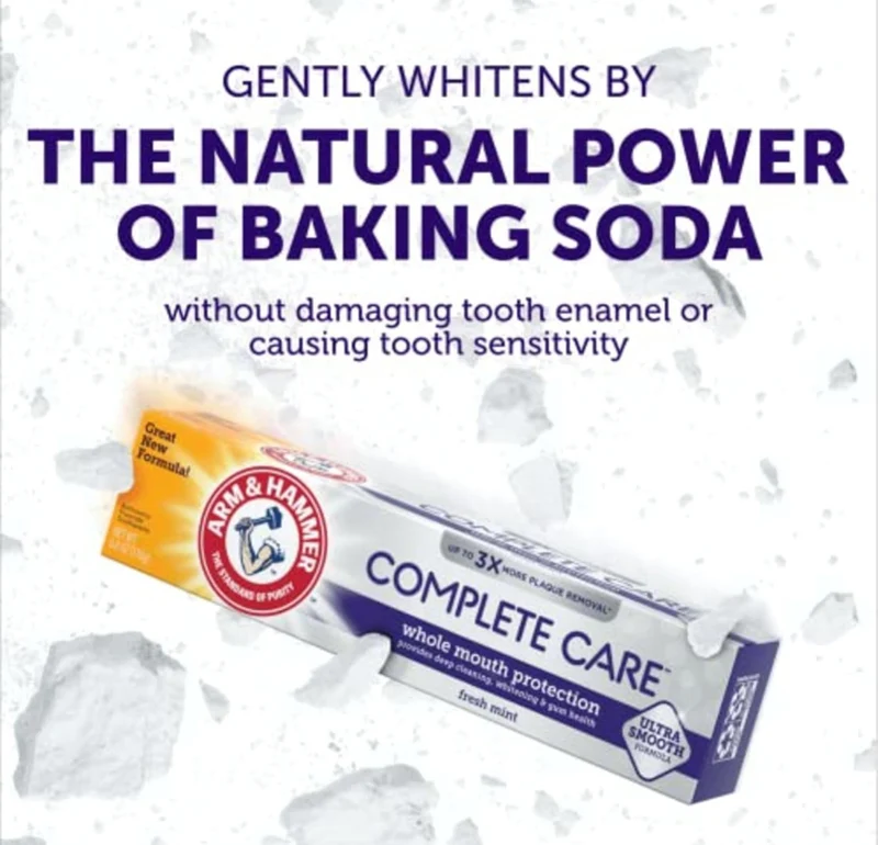ARM & HAMMER Complete Care Toothpaste,Teeth Whitening w/ Baking Soda - Fluoride Fresh Mint Flavor (Pack of 4)