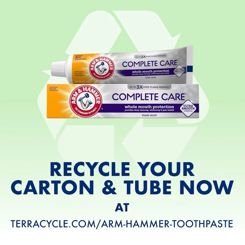 ARM & HAMMER Complete Care Toothpaste,Teeth Whitening w/ Baking Soda - Fluoride Fresh Mint Flavor (Pack of 4)