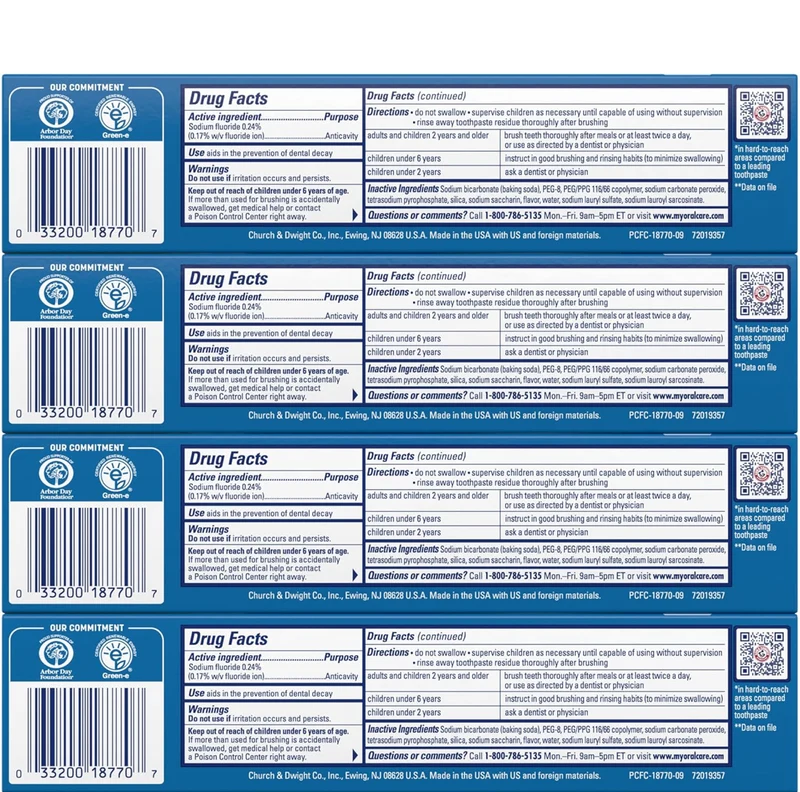 ARM & HAMMER Peroxicare Toothpaste for Gum Health, Baking Soda Toothpaste, Clean Mint 6.0 oz (Pack of 4)