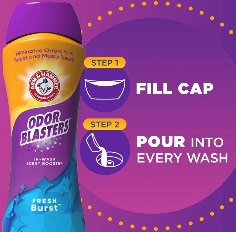 ARM & HAMMER Odor Blasters In-Wash Laundry Scent Booster, Eliminates Tough Odors - Fresh Burst Scent (24 oz)