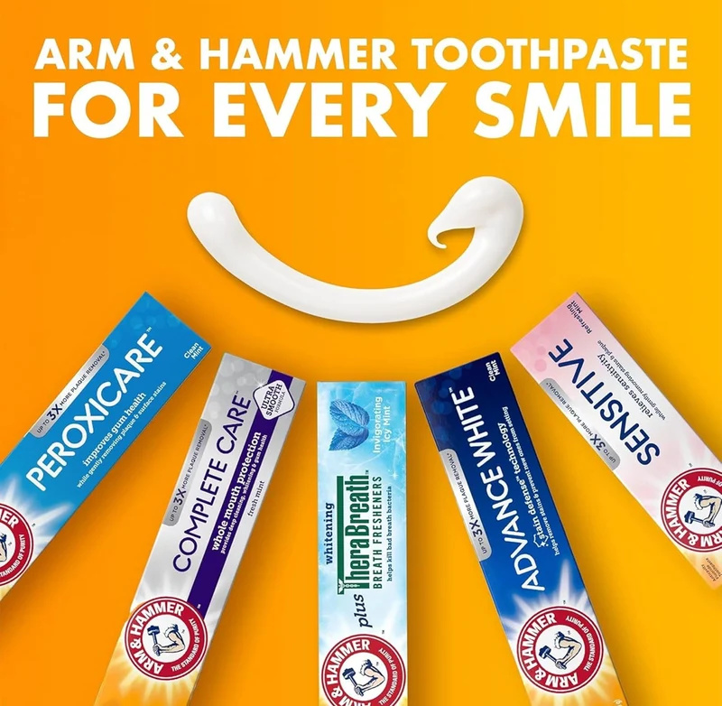 ARM & HAMMER Essentials Whiten & Strengthen Fluoride Toothpaste - Pack of 4 (4.3oz Tubes) - Fresh Mint