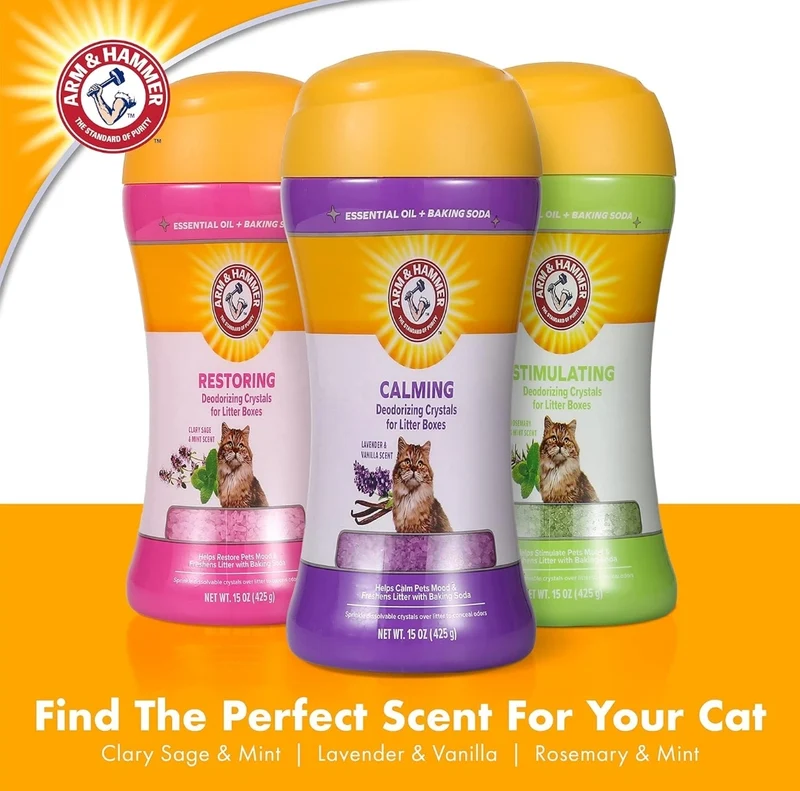 Arm & Hammer Cat Crystal Deodorizer for Litter Box - Calming Lavender & Vanilla Scented Cat Litter Smell Eliminator -(15 Oz)