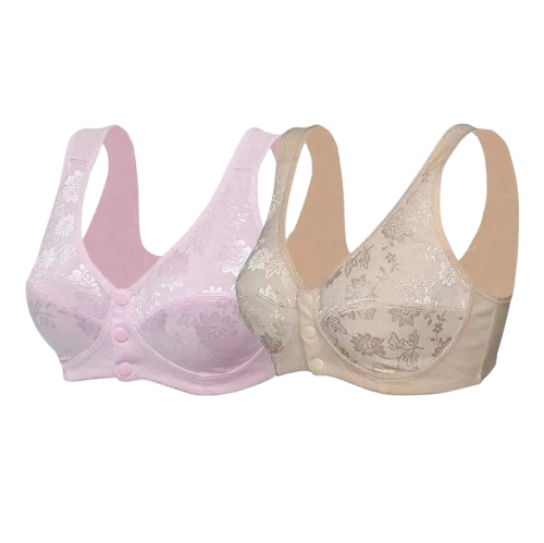 Lot de 2 Soutien-gorge Coton Anti-Affaissement à Boutons Avant