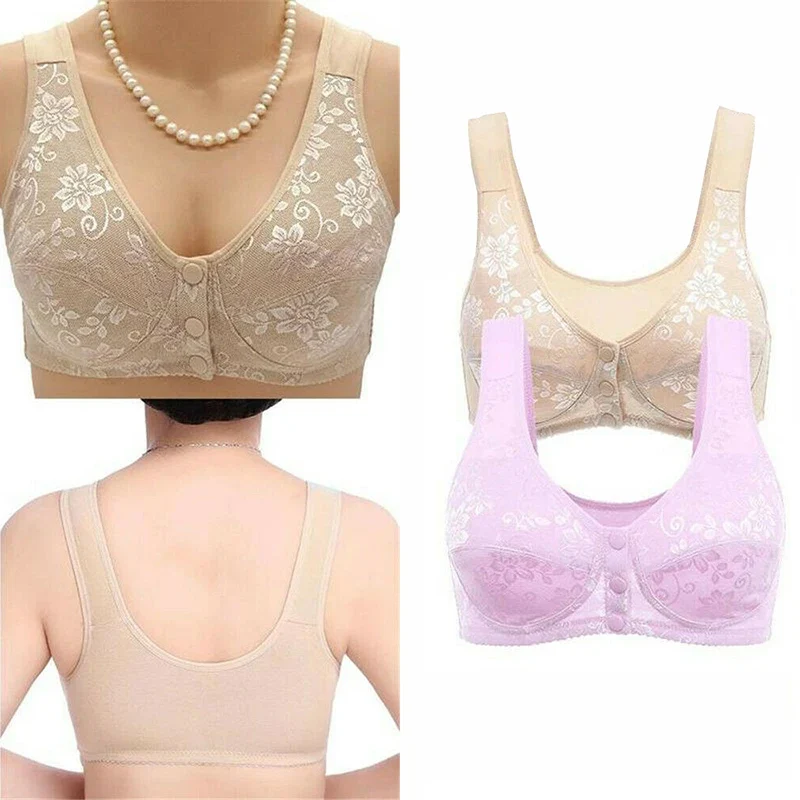 Lot de 2 Soutien-gorge Coton Anti-Affaissement à Boutons Avant