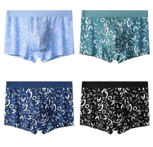 Lot de 4 Boxers en Soie Glacée à motifs
