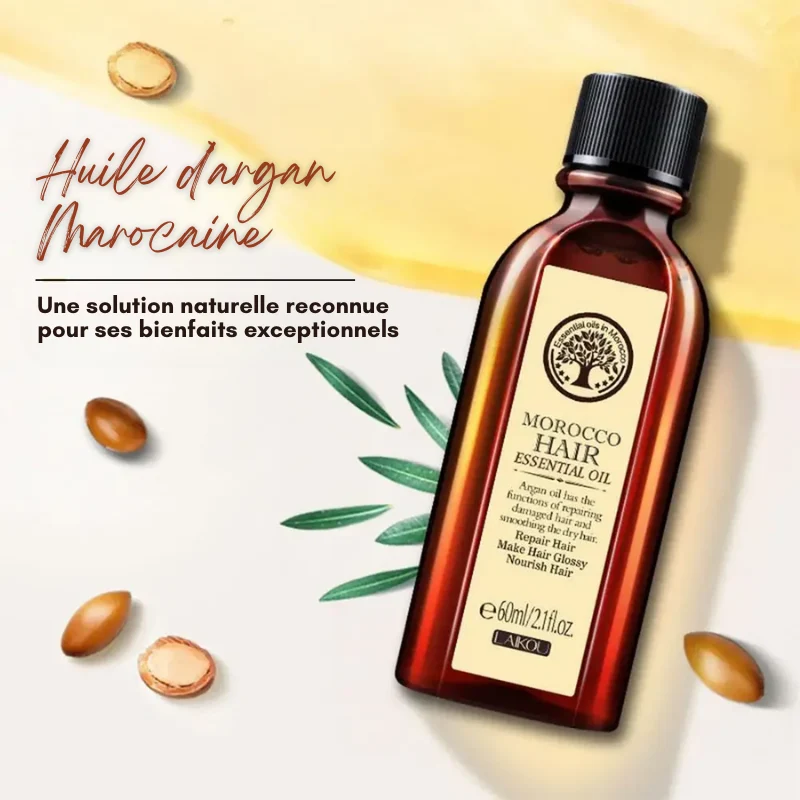 Huile essentielle d'Argan Marocaine pour Cheveux Secs & Abîmés - 1 ACHETÉE = 1 OFFERTE