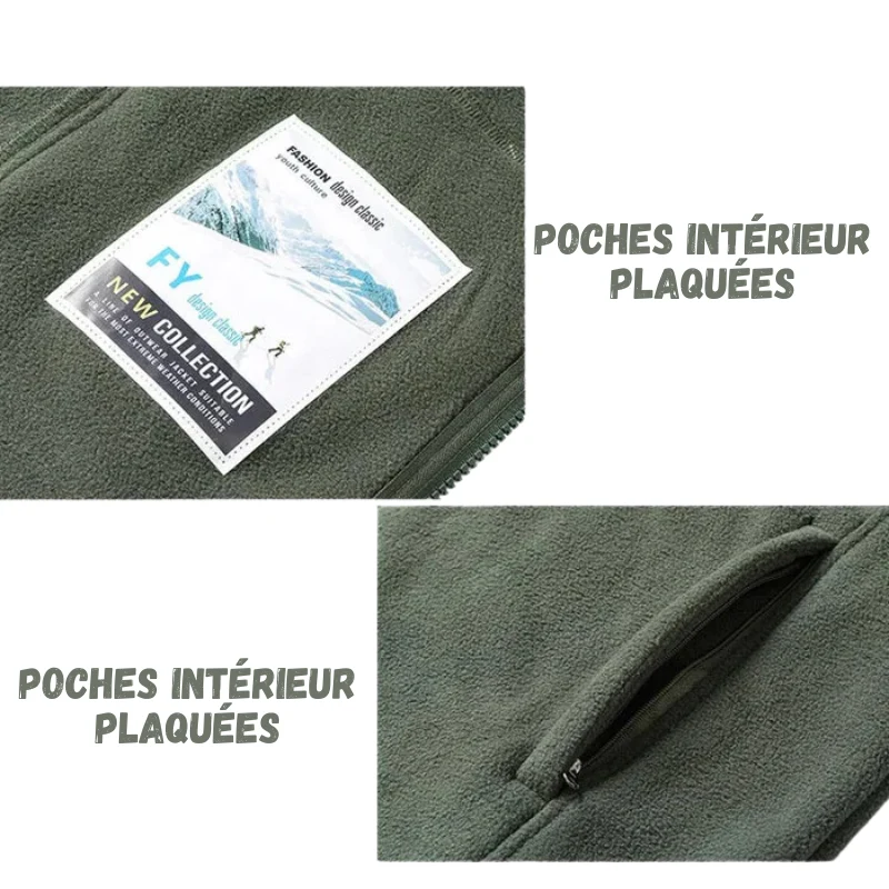 Polaire bicolore à col montant doublure chaude pour hommes
