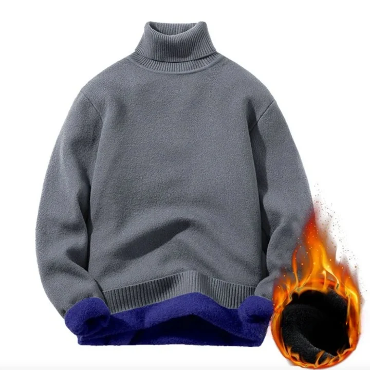 Pull col roulé à maille avec doublure polaire Homme