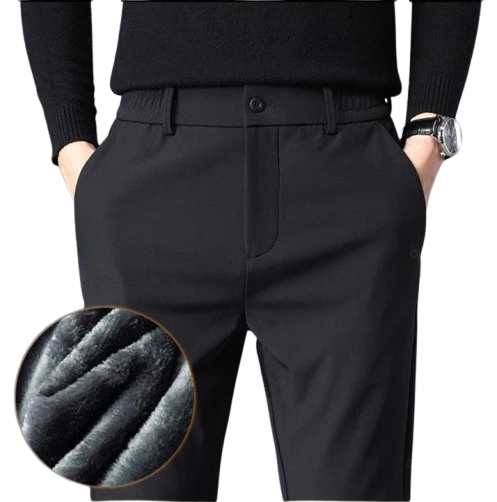 Pantalon élégant d'hiver avec doublure en polaire ultra-chaude pour Homme