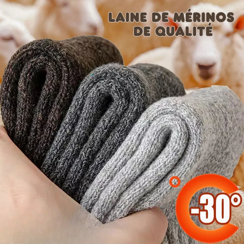 5 Paires de Chaussettes en laine mérinos Chaudes et confortables