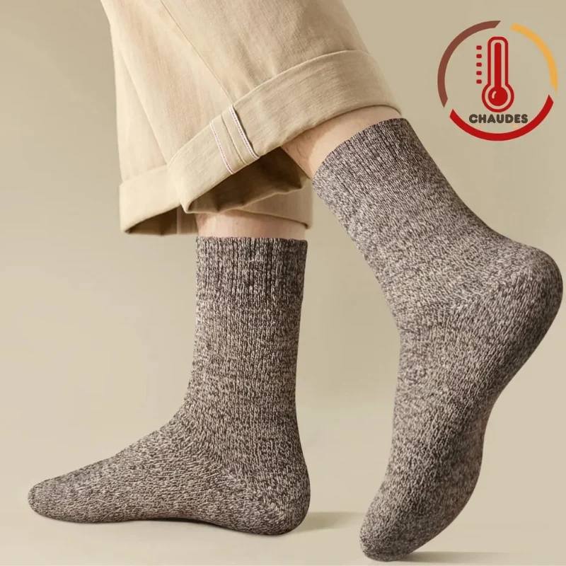 5 Paires de Chaussettes en laine mérinos Chaudes et confortables