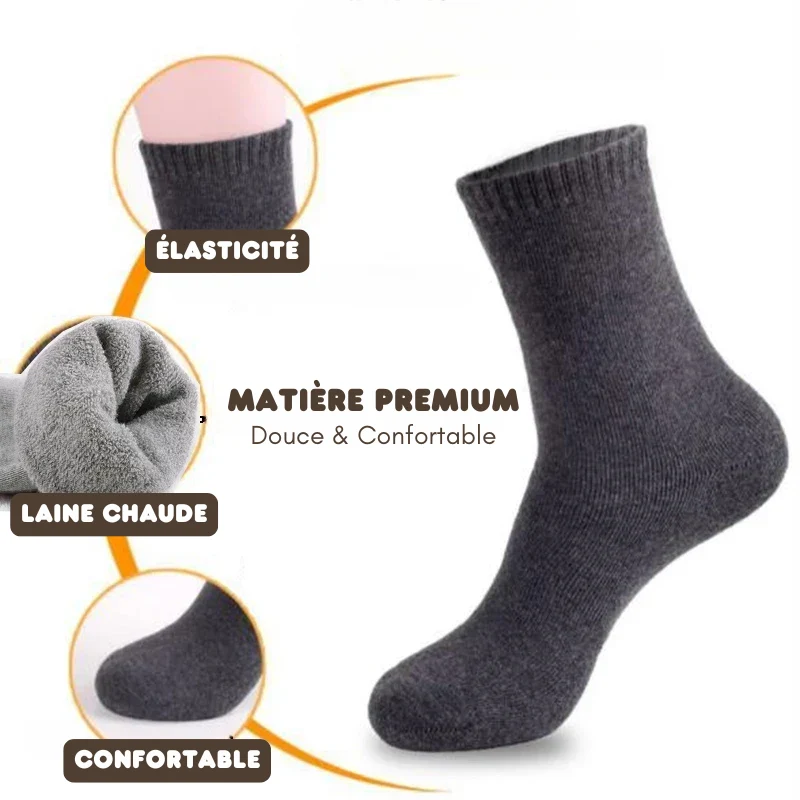 5 Paires de Chaussettes en laine mérinos Chaudes et confortables