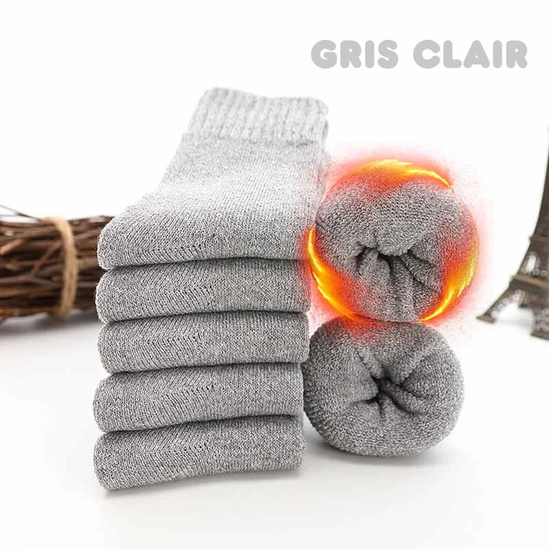 5 Paires de Chaussettes en laine mérinos Chaudes et confortables