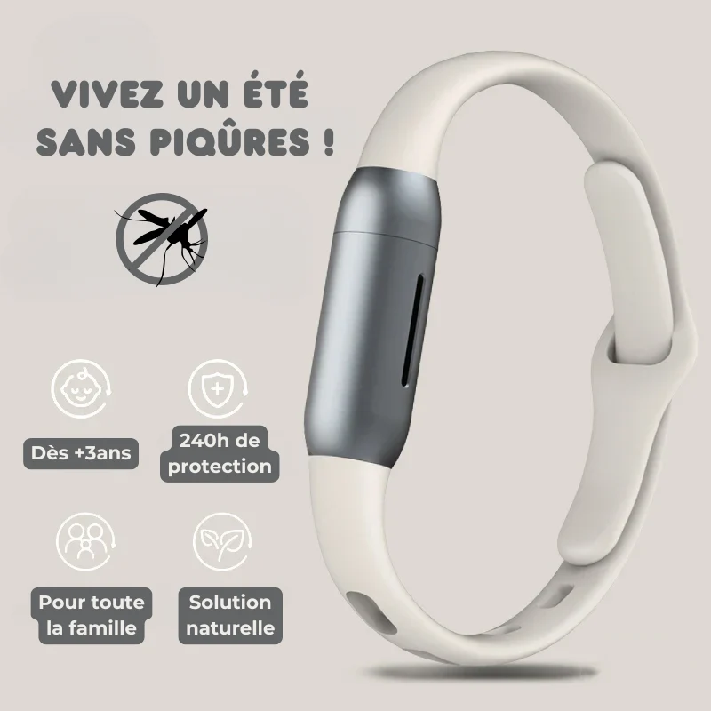 Bracelet Répulsif Anti-Moustiques Réutilisable - 240h de Protection