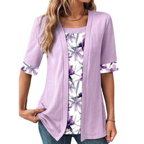 T-shirt 2 en 1 Chic Motif Fleuri
