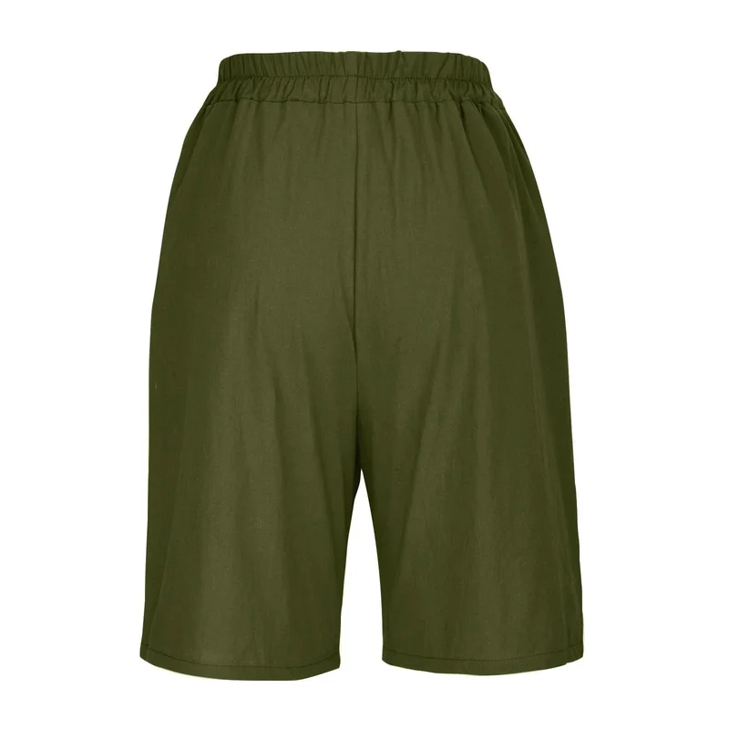Short Long Femme Coton & Lin Taille Élastique