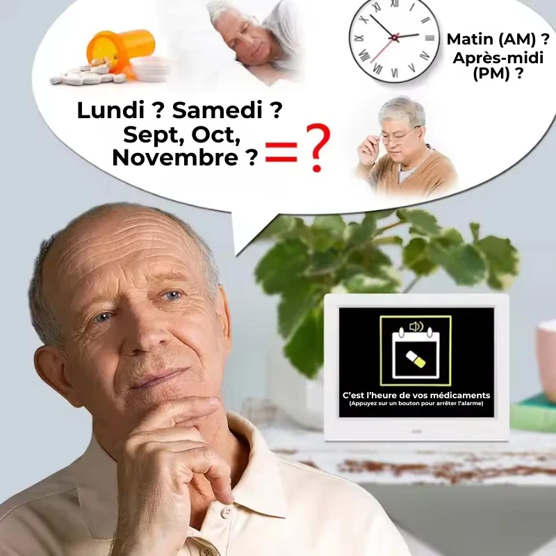 Horloge Digitale Grand Écran et 12 alarmes – Rappel Médical Senior