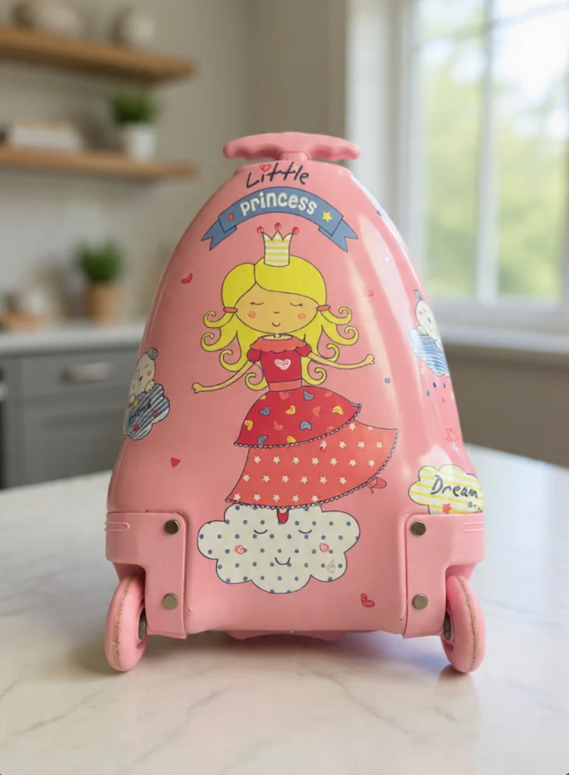 Kids Pink Rolling Princess Luggage Suitcase Carry On Travel Case