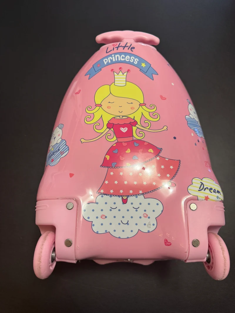 Kids Pink Rolling Princess Luggage Suitcase Carry On Travel Case