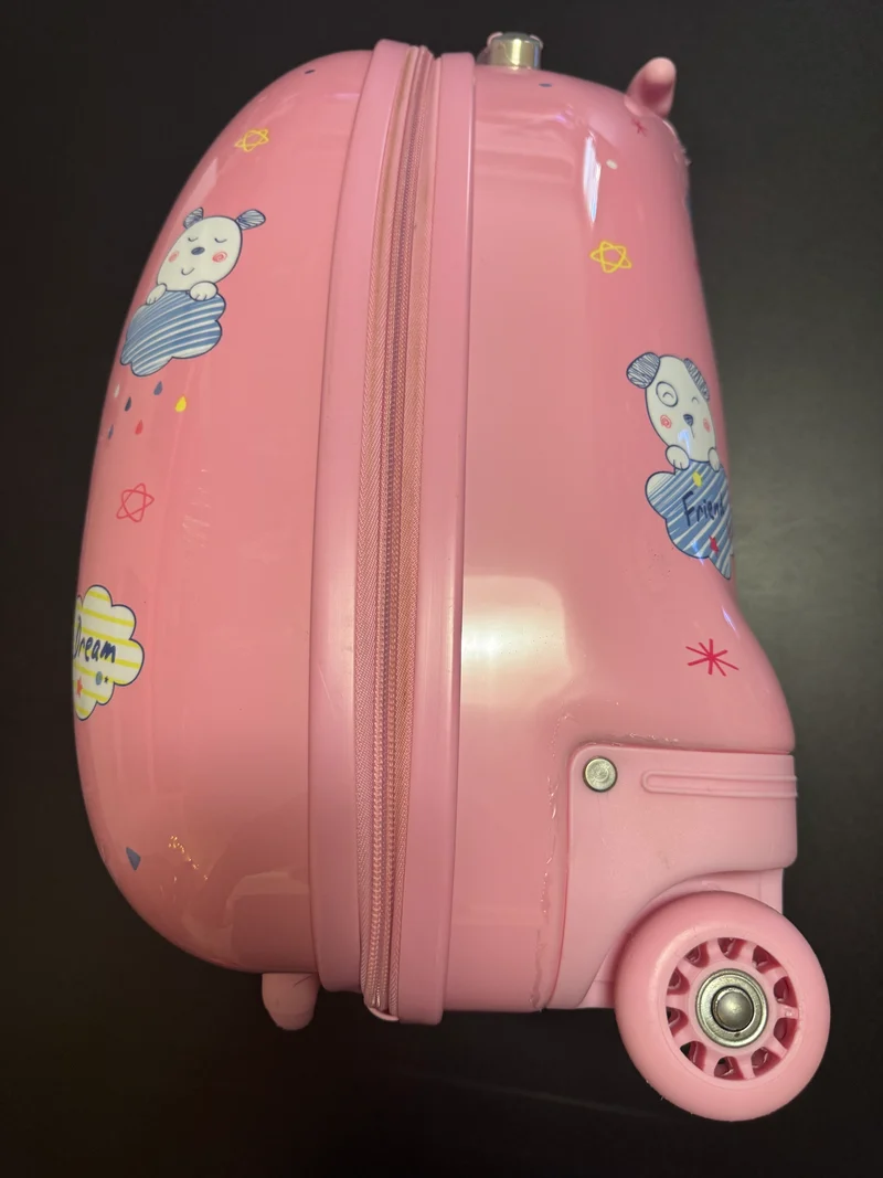 Kids Pink Rolling Princess Luggage Suitcase Carry On Travel Case
