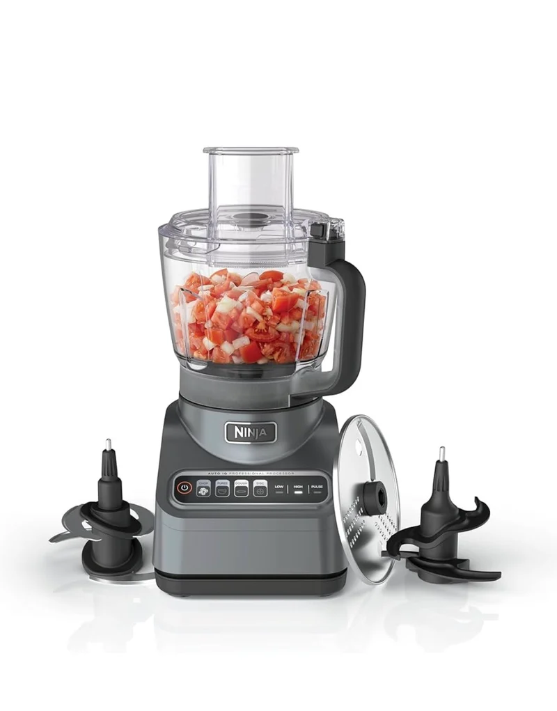 Ninja Food Processor, Professional Plus, 1000 Peak Watts, 4 Functions for Chopping, Slicing, Purees & Dough with 9-Cup Processor Bowl, 3 Blades, Food Chute & Pusher