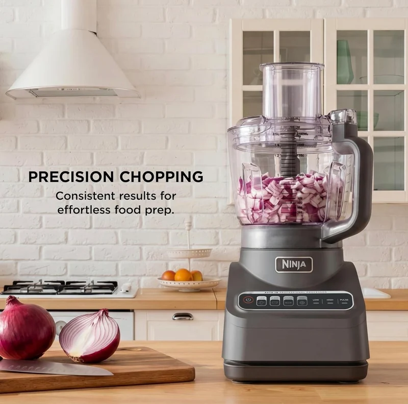 Ninja Food Processor, Professional Plus, 1000 Peak Watts, 4 Functions for Chopping, Slicing, Purees & Dough with 9-Cup Processor Bowl, 3 Blades, Food Chute & Pusher