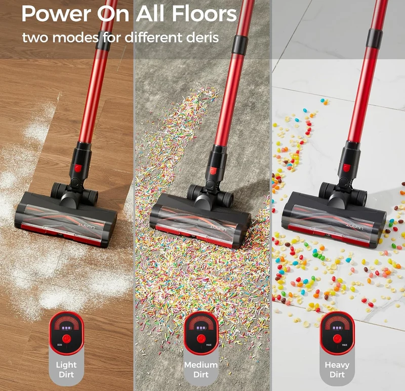 Cordless Lightweight Handheld Vacuum Cleaner 35Kpa Powerful Suction Wide Green Headlight Vacuum Cleaner for Home Pet Hair Anti-Tangle HEPA for Carpet Hard Floors
