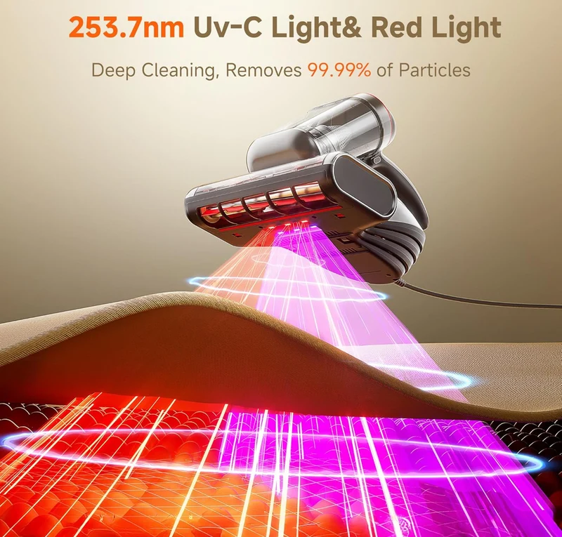 Triple Deep Cleaning Bed Vacuum Cleaner 700W 20Kpa with Aromatherapy Purification, Triple Heating System HEPA Filter & Ultrasonic Mattress Vacuum