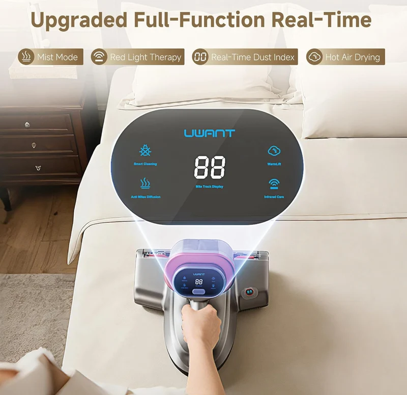 Triple Deep Cleaning Bed Vacuum Cleaner 700W 20Kpa with Aromatherapy Purification, Triple Heating System HEPA Filter & Ultrasonic Mattress Vacuum