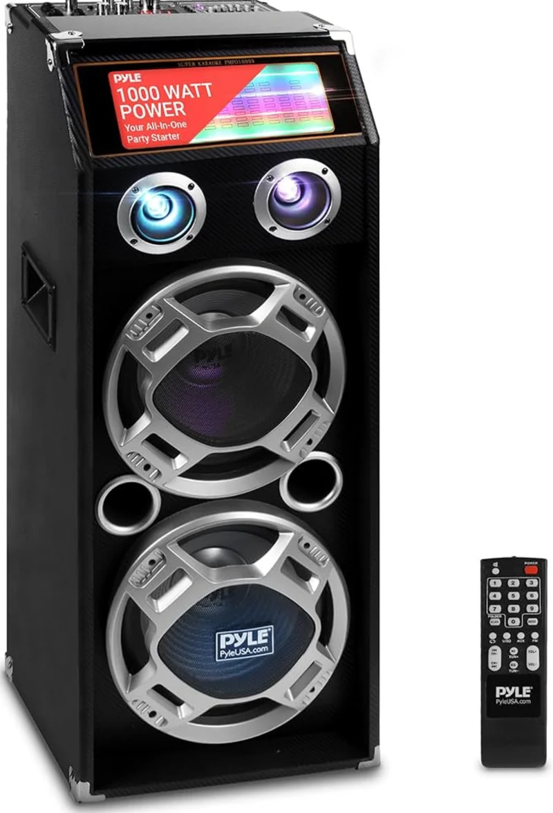 Wireless Portable High Powered Bluetooth Active PA Speaker System - 1000W Compatible Outdoor Sound Speaker w/ USB SD MP3 FM Radio AUX RCA LED DJ Lights
