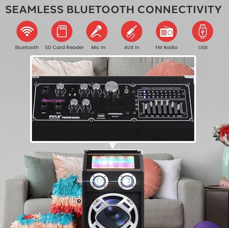 Wireless Portable High Powered Bluetooth Active PA Speaker System - 1000W Compatible Outdoor Sound Speaker w/ USB SD MP3 FM Radio AUX RCA LED DJ Lights