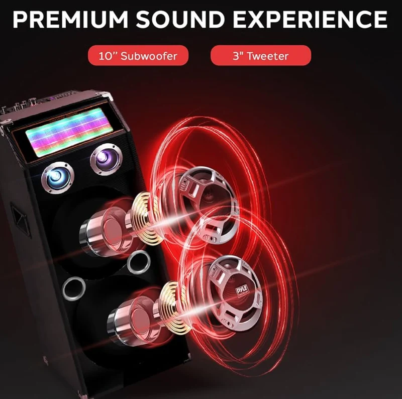 Wireless Portable High Powered Bluetooth Active PA Speaker System - 1000W Compatible Outdoor Sound Speaker w/ USB SD MP3 FM Radio AUX RCA LED DJ Lights