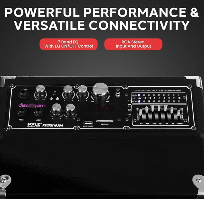 Wireless Portable High Powered Bluetooth Active PA Speaker System - 1000W Compatible Outdoor Sound Speaker w/ USB SD MP3 FM Radio AUX RCA LED DJ Lights
