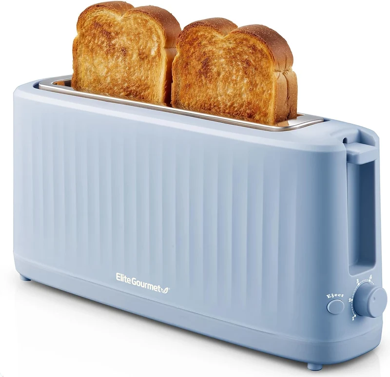 Slim Toast Gourmet 2-Slice Long Slot Toaster, Cool-Touch Body, 6 Browning Shades, Extra-Wide 1.5" Slot for Artisan Bread, Bagels, Waffles & English Muffins - (Ocean Blue)