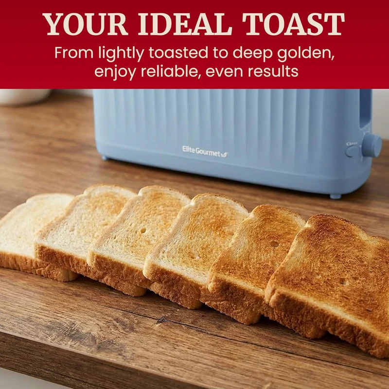 Slim Toast Gourmet 2-Slice Long Slot Toaster, Cool-Touch Body, 6 Browning Shades, Extra-Wide 1.5" Slot for Artisan Bread, Bagels, Waffles & English Muffins - (Ocean Blue)