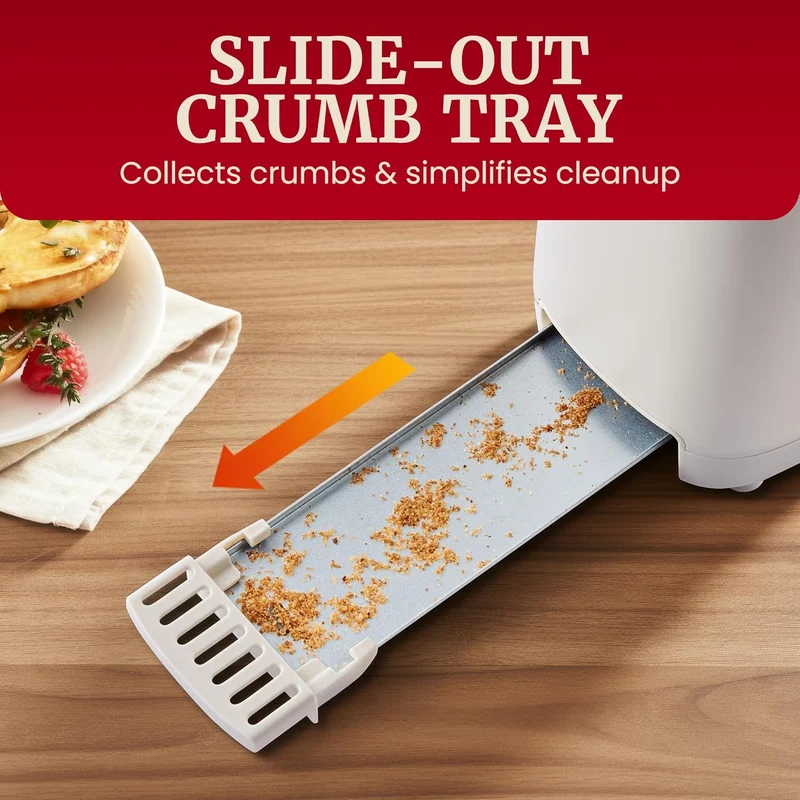 Gourmet Slim Toast 2-Slice Long Slot Toaster, Cool-Touch Body, 6 Browning Shades, Extra-Wide 1.5" Slot for Artisan Bread, Bagels, Waffles & English Muffins - Cremello