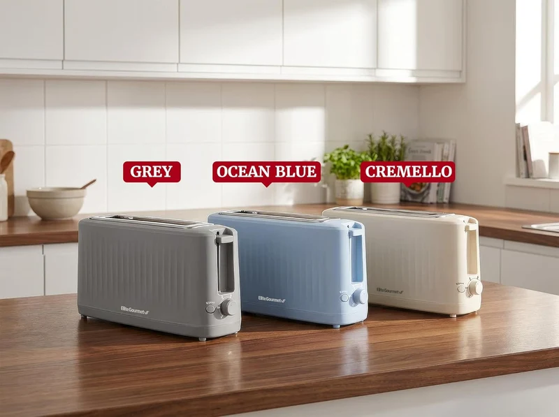 Gourmet Slim Toast 2-Slice Long Slot Toaster, Cool-Touch Body, 6 Browning Shades, Extra-Wide 1.5" Slot for Artisan Bread, Bagels, Waffles & English Muffins - Cremello