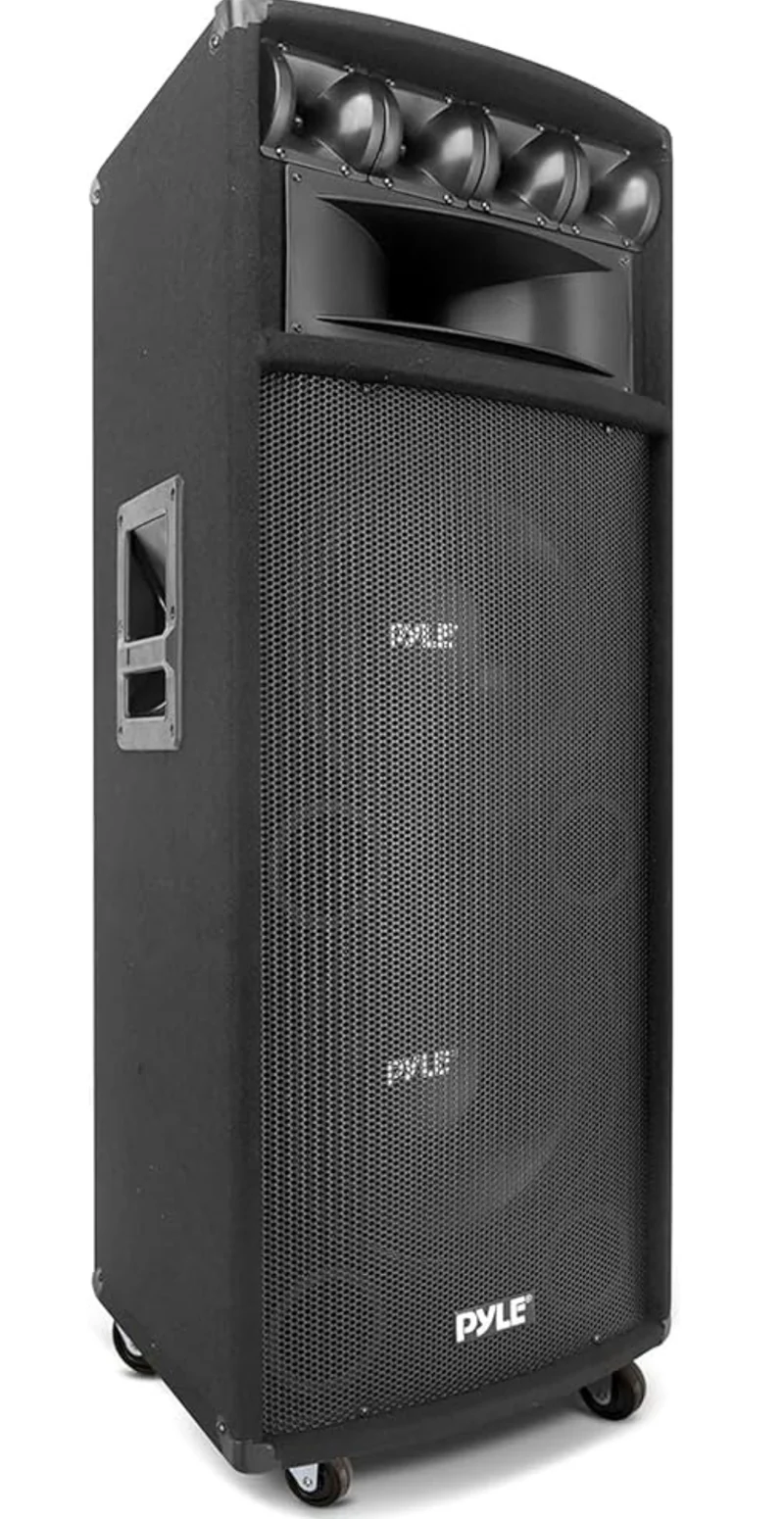 Portable PA Speaker System - 1600 Watt Outdoor Stereo w/ Dual 12" Woofers, 3.4" Piezo Tweeters, 5"x12" Super Horn Midrange, Crossover Network