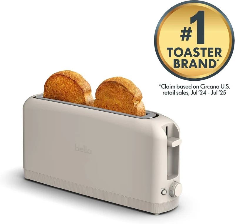 2 Slice Slim Toaster, Fits-anywhere Kitchenware, 6 Setting Shade Control with Reheat & Cancel Buttons, Fits sourdough, 10” Long Slot, Anti Jam & Auto Shutoff - Oatmilk