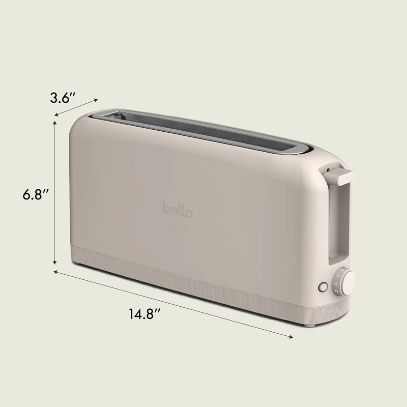 2 Slice Slim Toaster, Fits-anywhere Kitchenware, 6 Setting Shade Control with Reheat & Cancel Buttons, Fits sourdough, 10” Long Slot, Anti Jam & Auto Shutoff - Oatmilk