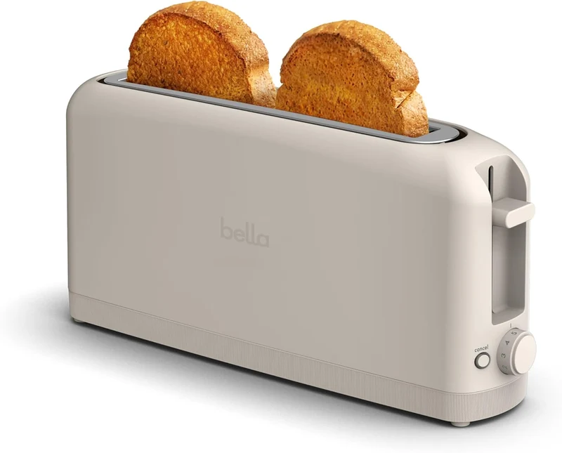 2 Slice Slim Toaster, Fits-anywhere Kitchenware, 6 Setting Shade Control with Reheat & Cancel Buttons, Fits sourdough, 10” Long Slot, Anti Jam & Auto Shutoff - Oatmilk