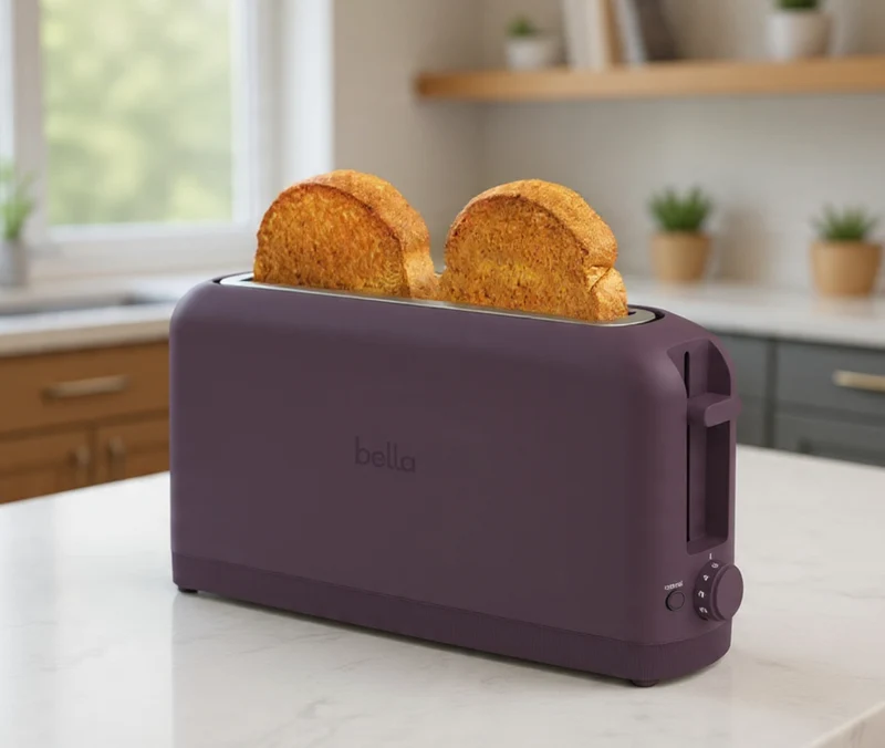 2 Slice Slim Toaster, Fits-anywhere Kitchenware, 6 Setting Shade Control with Reheat & Cancel Buttons, Fits sourdough, 10” Long Slot, Anti Jam & Auto Shutoff - Plum