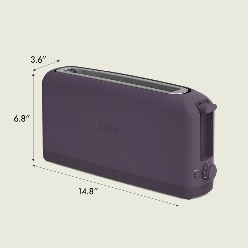 2 Slice Slim Toaster, Fits-anywhere Kitchenware, 6 Setting Shade Control with Reheat & Cancel Buttons, Fits sourdough, 10” Long Slot, Anti Jam & Auto Shutoff - Plum